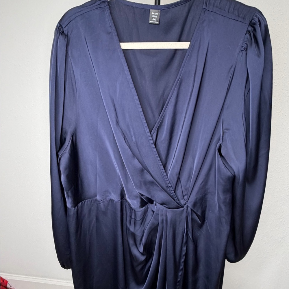 4XL Shein size 4XL Elegant Navy Blue Wrap Dress - Picture 5 of 13